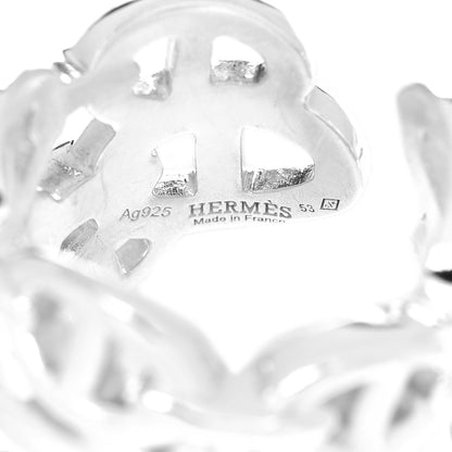 Hermes Sterling Silver GM Chaine d'Ancre Enchainee Band Ring 53 6.25 4 of 5
