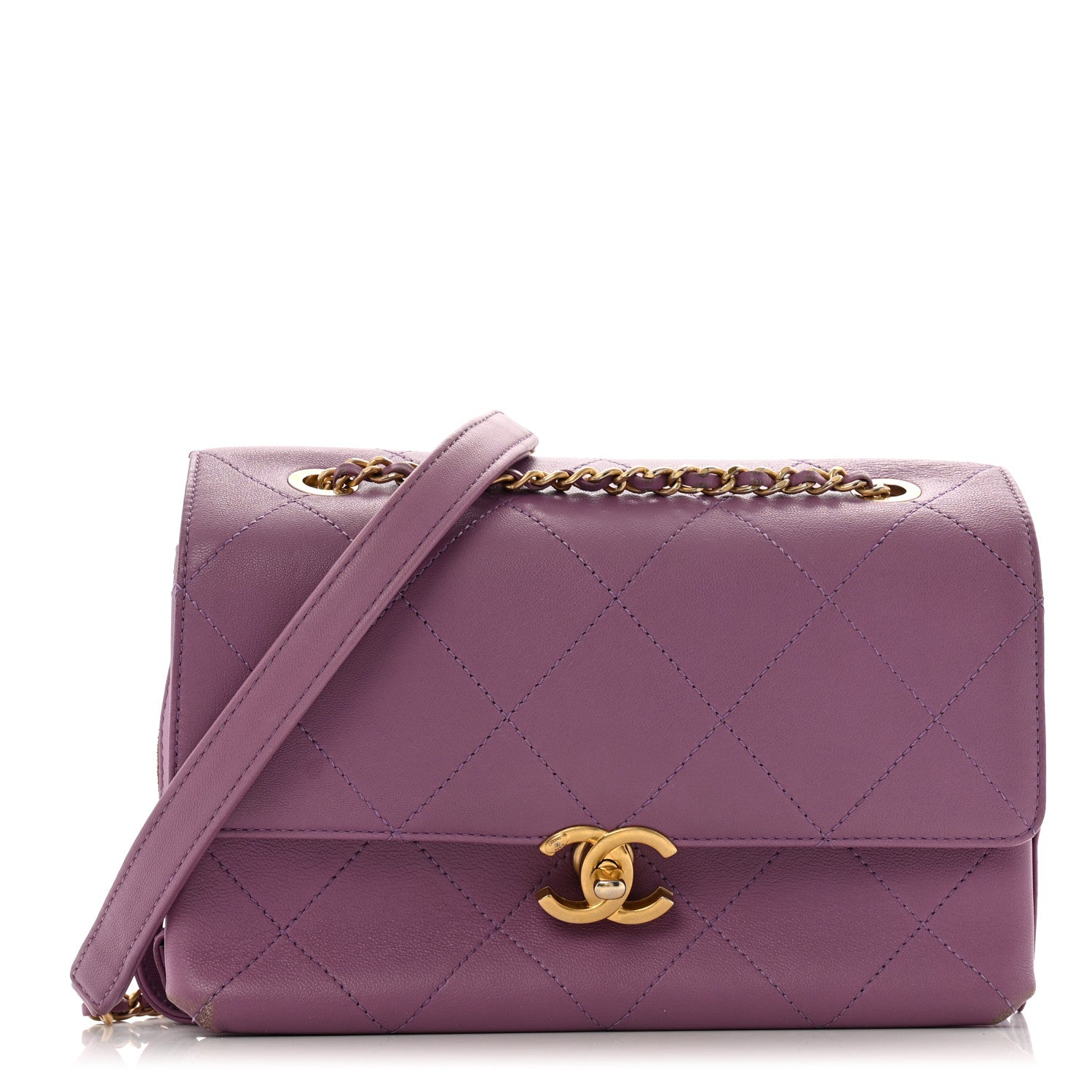 Chanel Lambskin Sleek And Chic Flap Purple 1 of 13