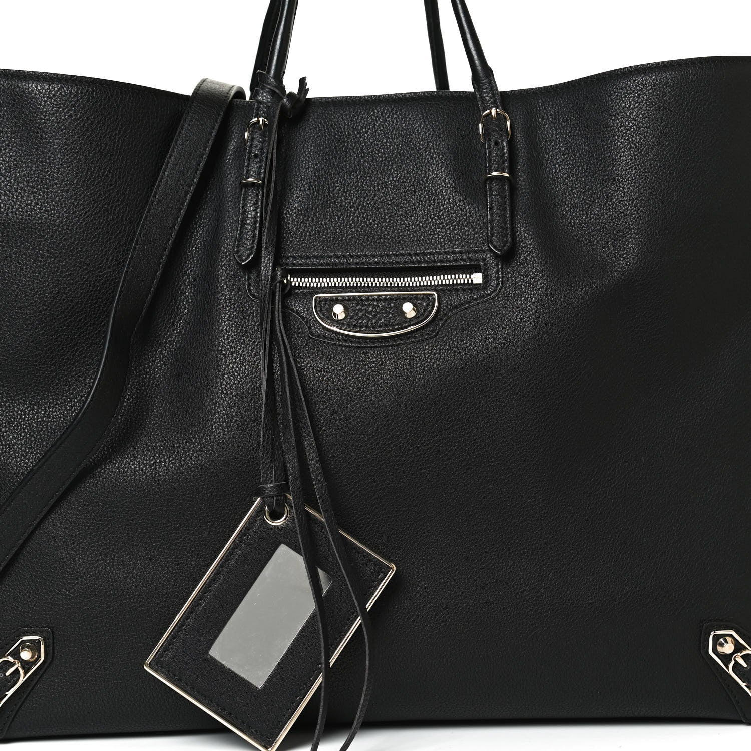 Balenciaga Grained Calfskin Silver Metallic Edge Hardware Papier A4 Tote Black 10 of 11
