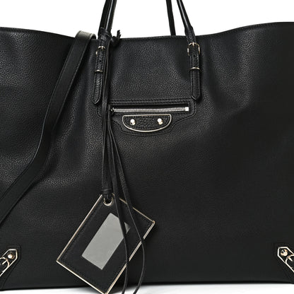 Balenciaga Grained Calfskin Silver Metallic Edge Hardware Papier A4 Tote Black 10 of 11
