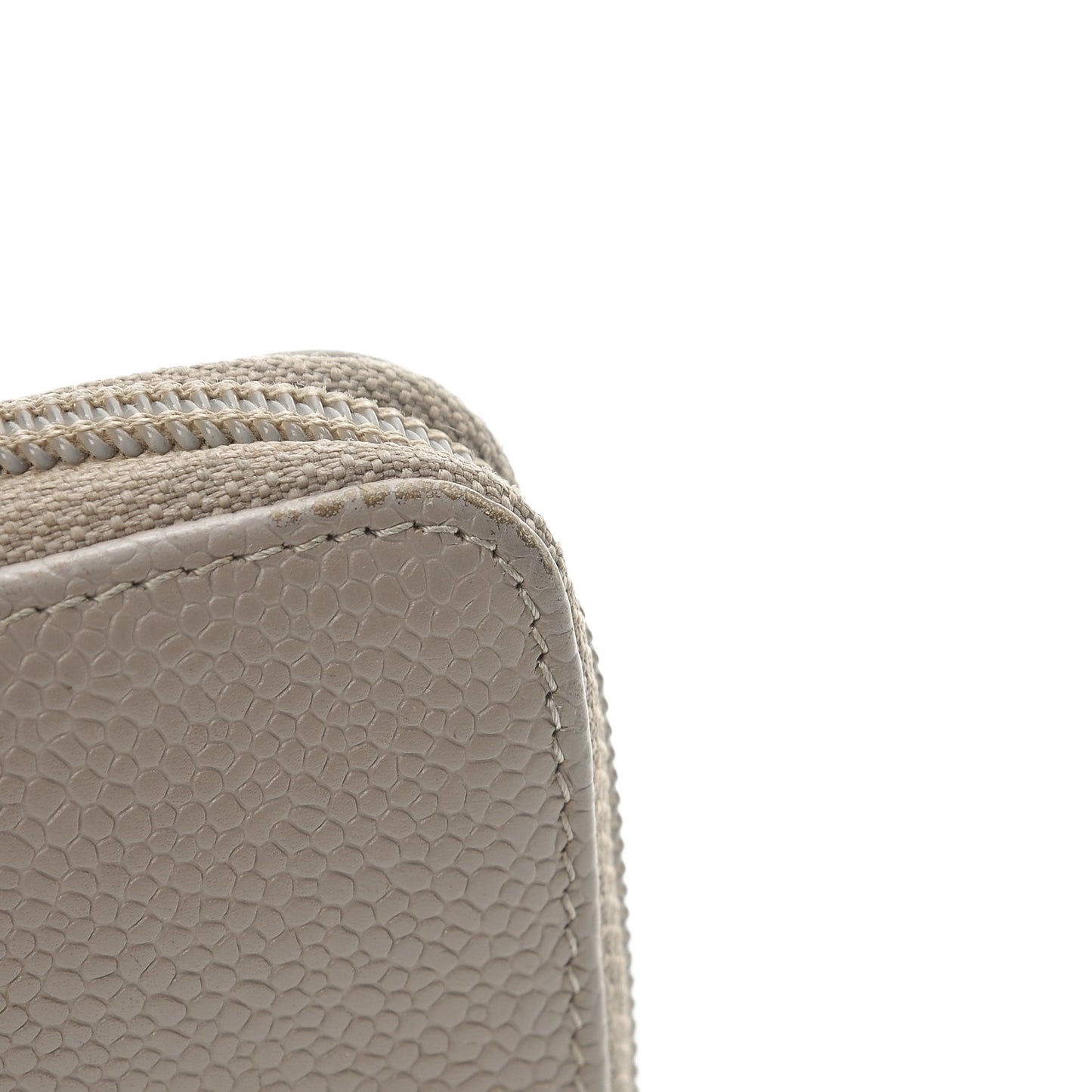 Caviar Large Timeless CC Gusset Zip Around Wallet Light Gray