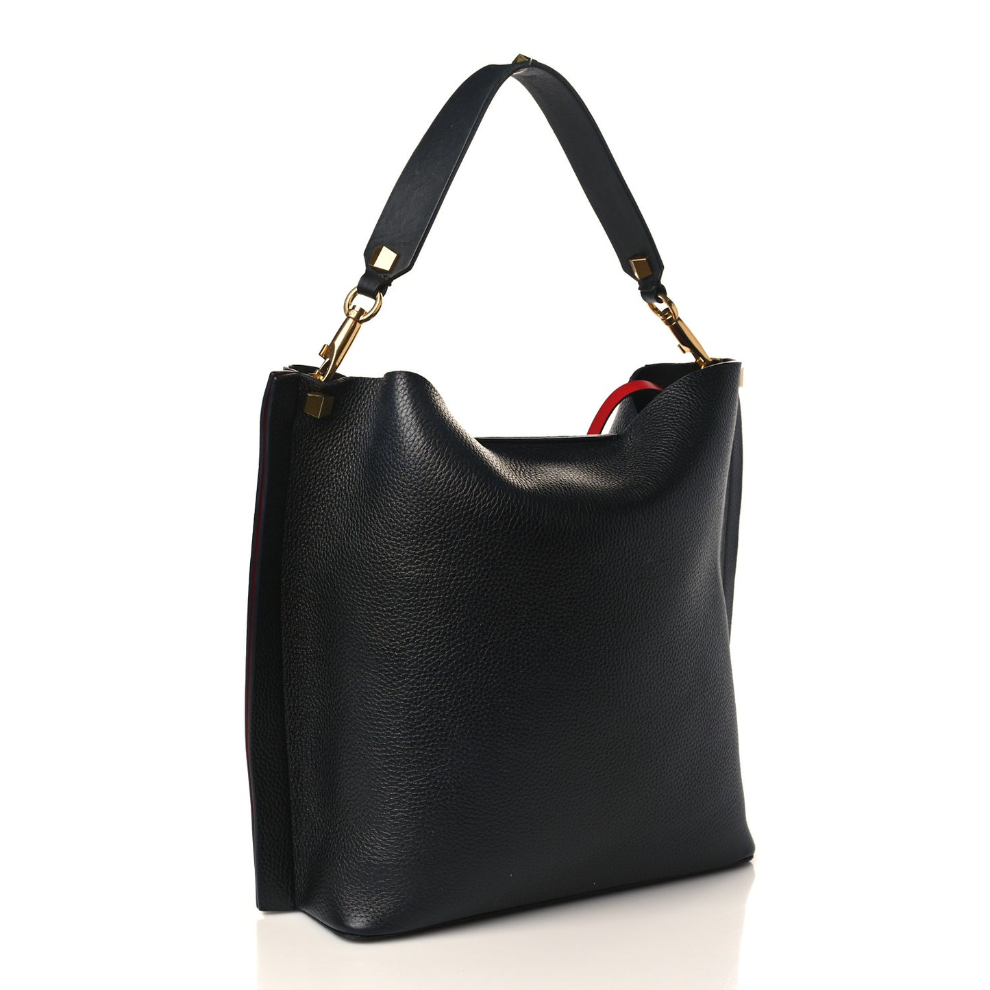 Grainy Calfskin Escape Hobo Bag Black