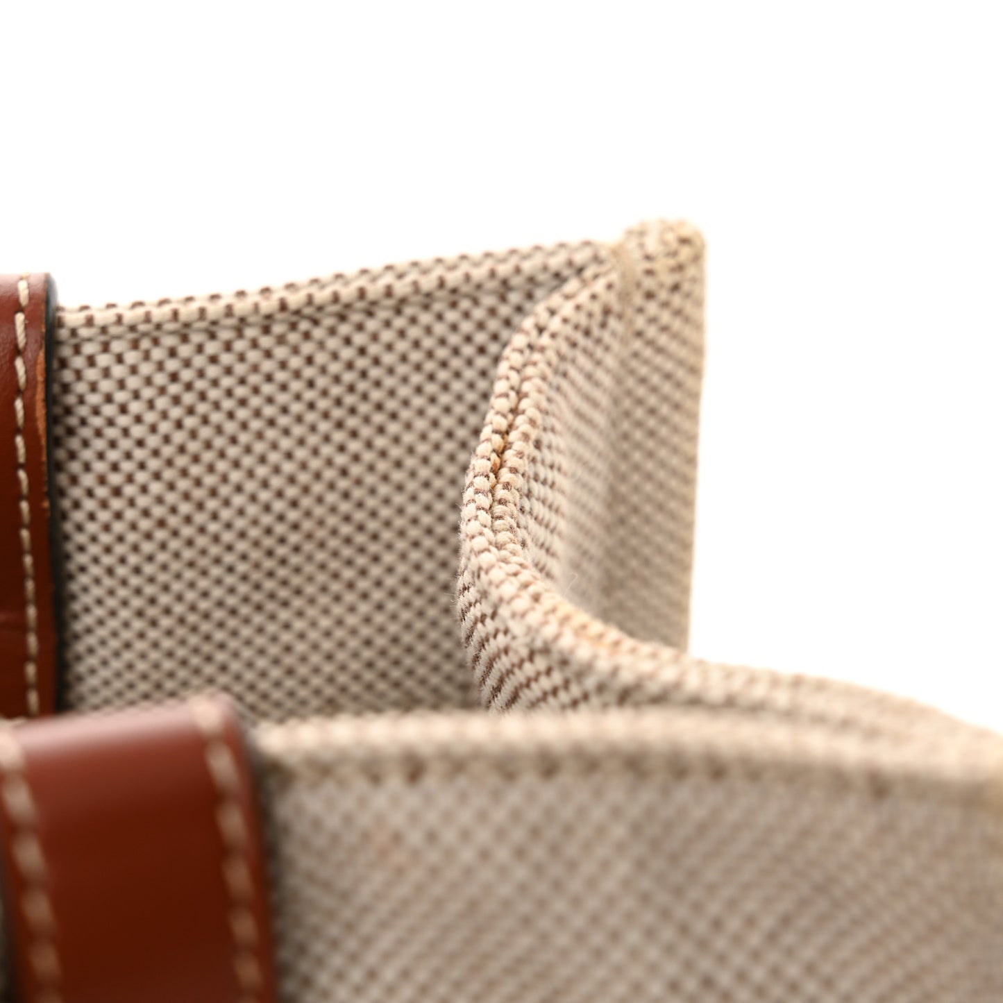 Linen Calfskin Medium Woody Ribbon Tote White Brown