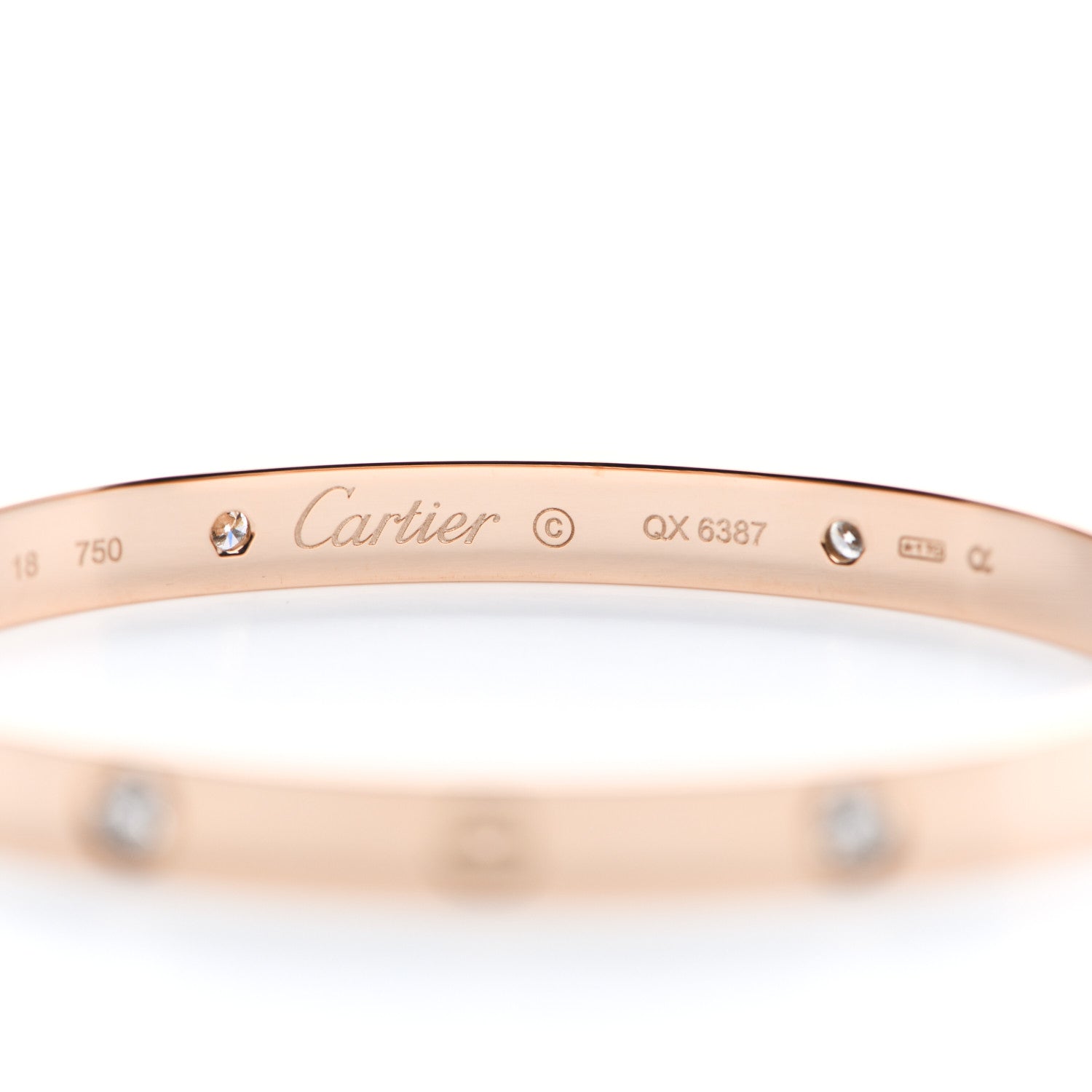 Cartier 18K Pink Gold 4 Diamond LOVE Bracelet 18 5 of 6