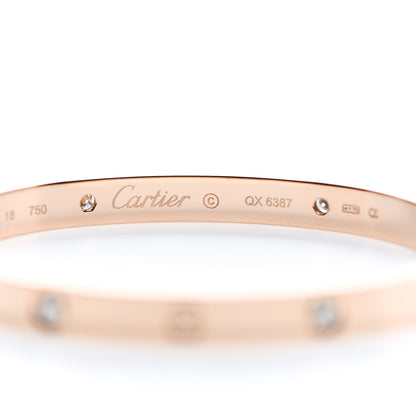 Cartier 18K Pink Gold 4 Diamond LOVE Bracelet 18 5 of 6