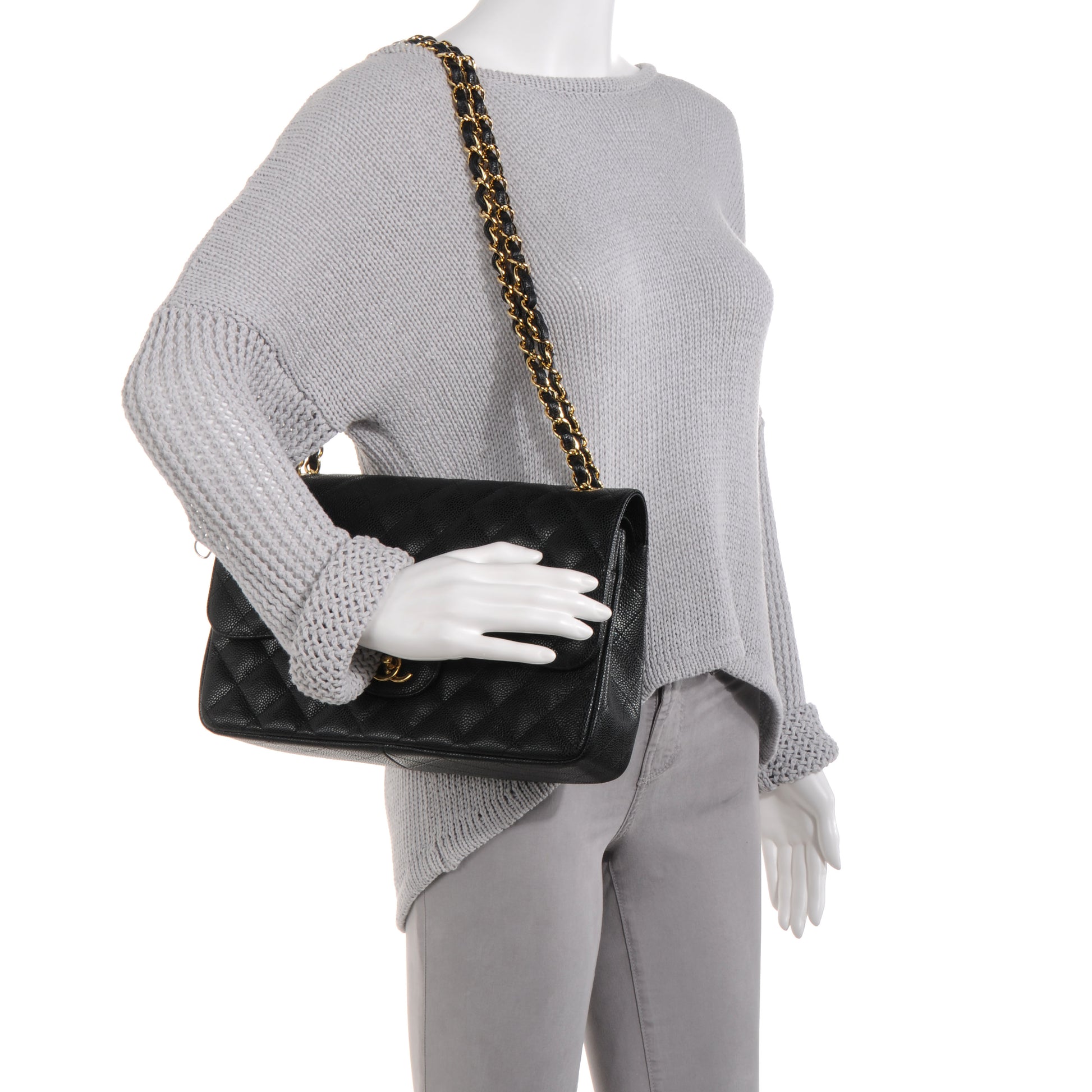 Chanel Caviar Quilted Jumbo Double Flap Black 2 of 9
