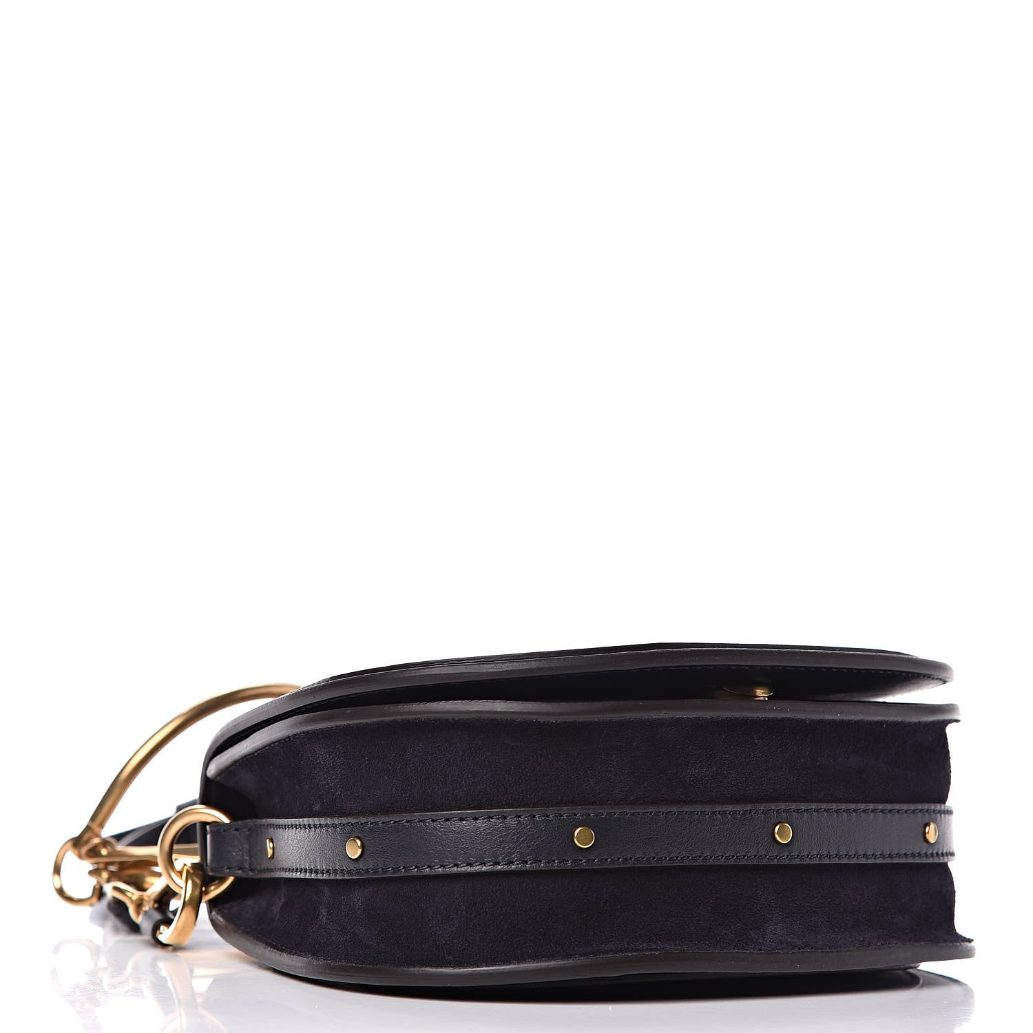 Chloe Calfskin Little Horses Embroidered Small Nile Bracelet Bag Full Blue 4 of 10