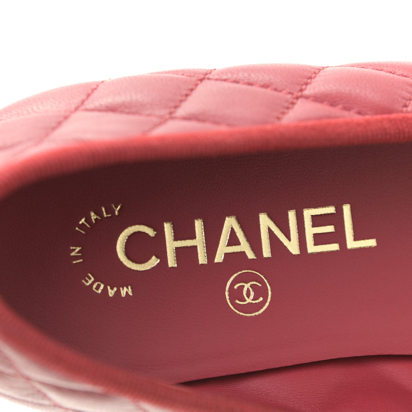 Lambskin Quilted CC Cap Toe Ballerina Flats 39.5 Light Red