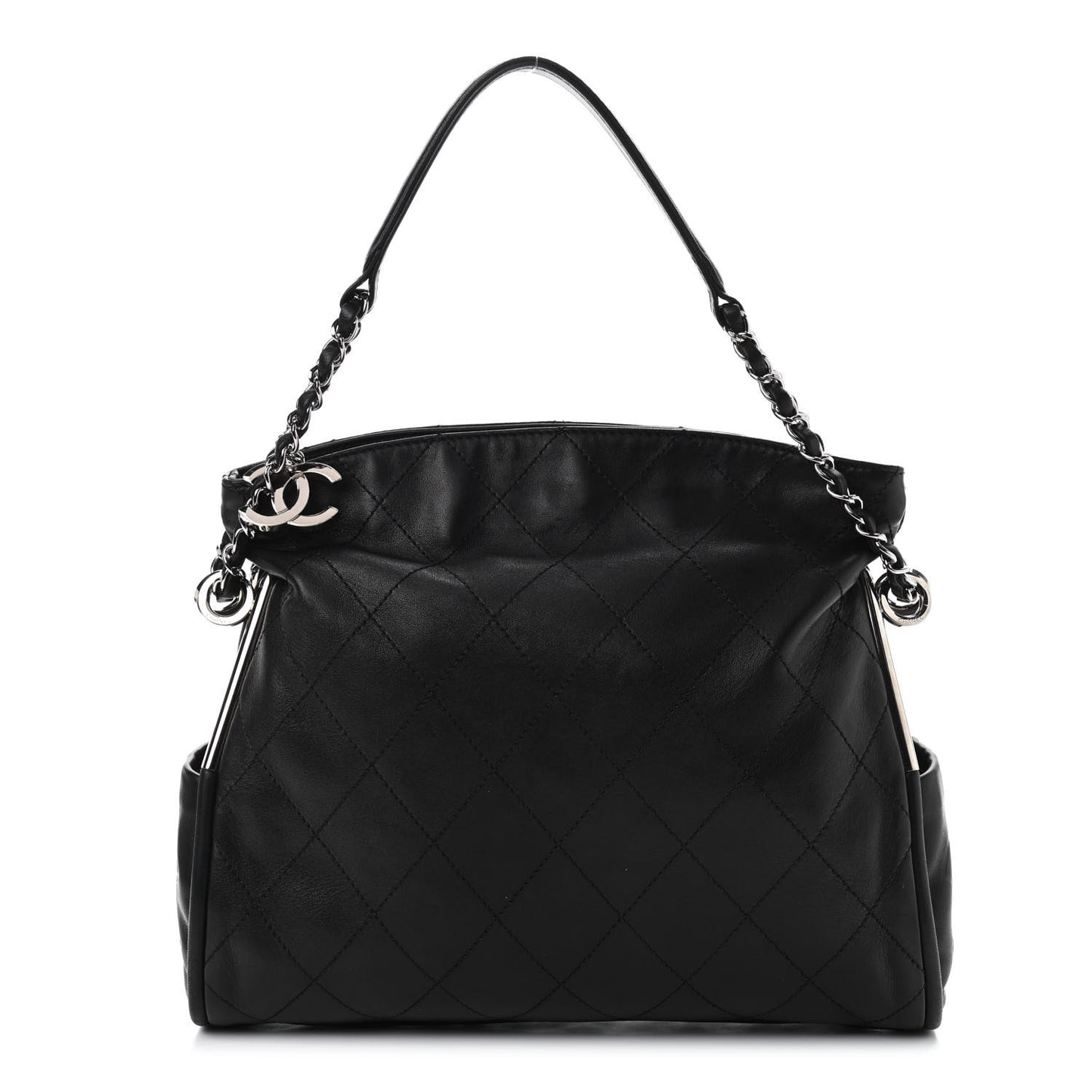 Lambskin Stitched Medium Ultimate Soft Tote Black