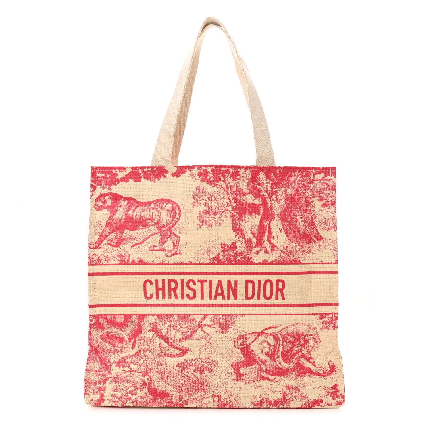 Christian Dior Straw Dioriviera Tote Pink 1 of 10