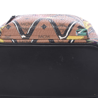MCM Visetos Calfskin Motif Rombi Lion Printed Small Backpack Cognac 9 of 10