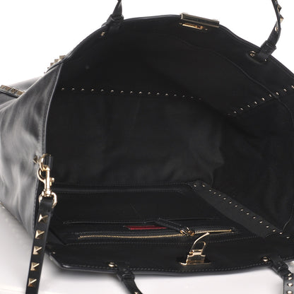 Valentino Garavani Vitello Medium Rockstud Tote Black 5 of 6