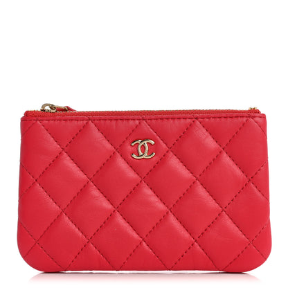 Chanel Lambskin Quilted Small Cosmetic Case Dark Pink 1 of 7