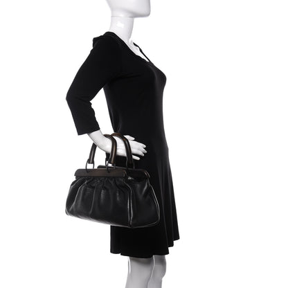 Gucci Buffalo Wood Handle Doctor Bag Black 2 of 16