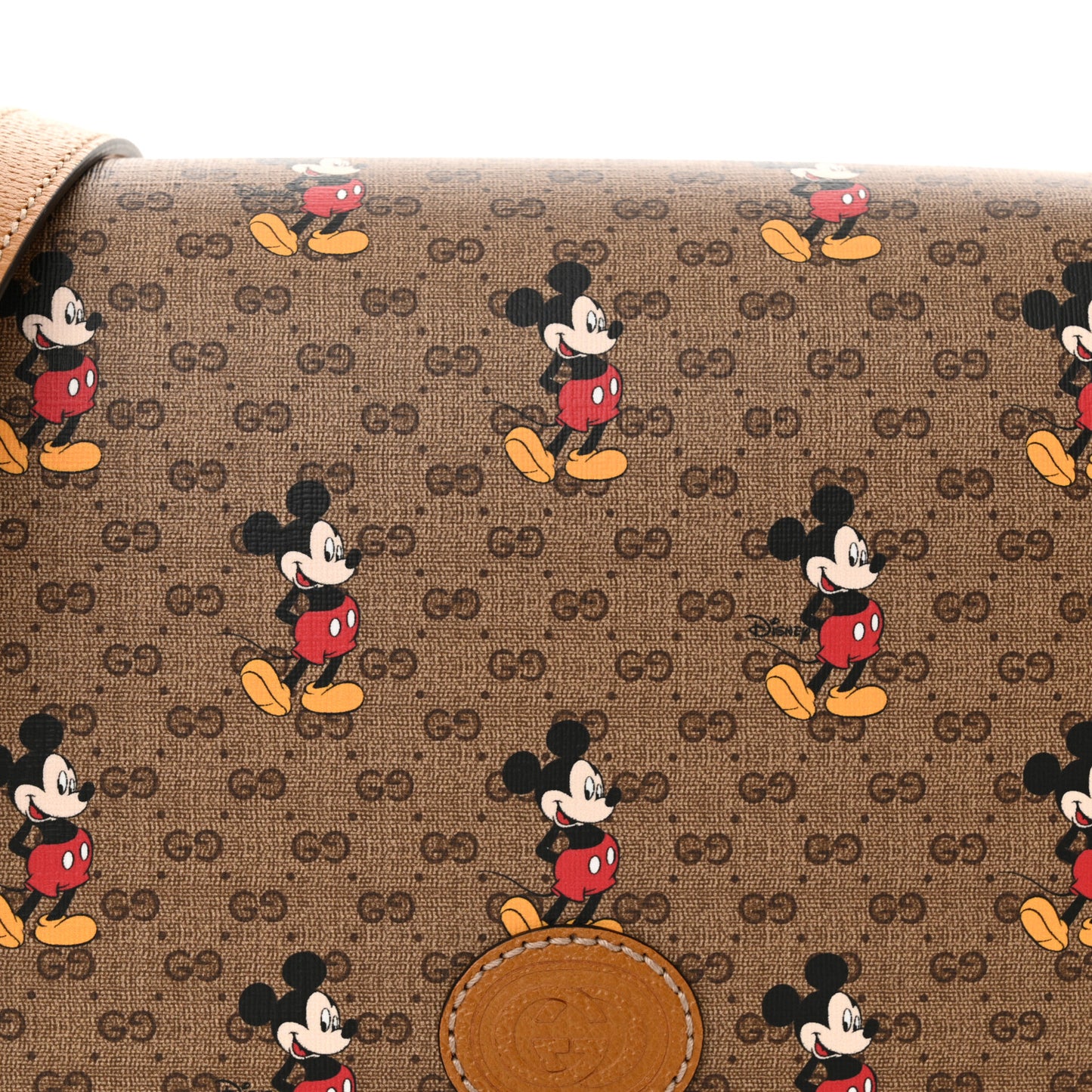 X DISNEY Mini Vintage GG Supreme Monogram Mickey Mouse Small Flap Messenger Bag Beige Vintage Sun Oil