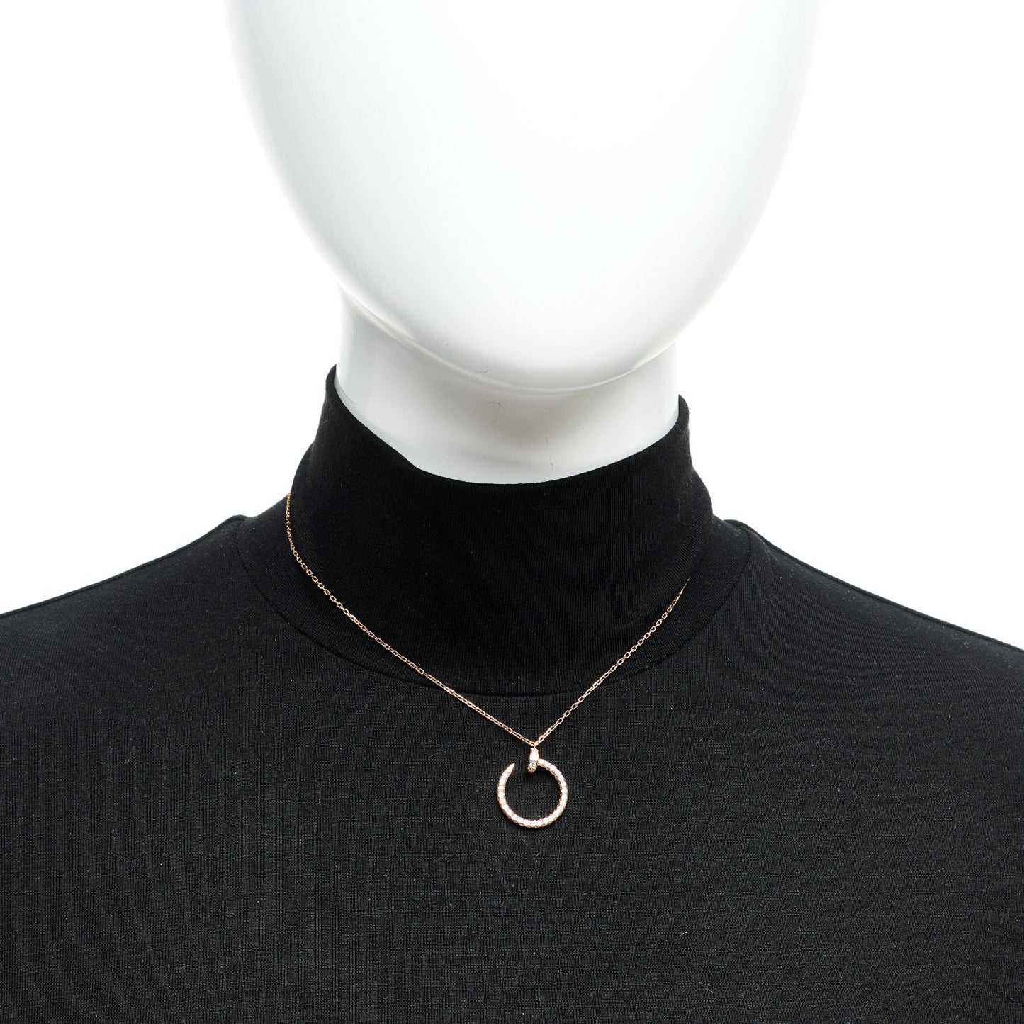 18K Pink Gold Diamond Juste Un Clou Paved Pendant Necklace