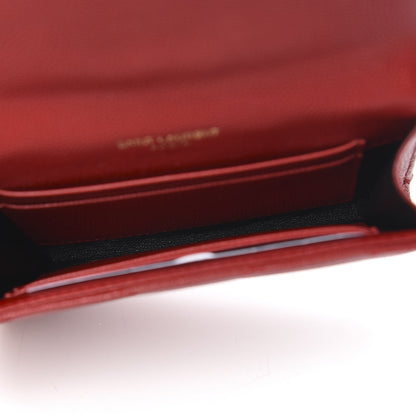 Saint Laurent Grain De Poudre Matelasse Chevron Small Monogram Envelope Wallet New Red 5 of 7