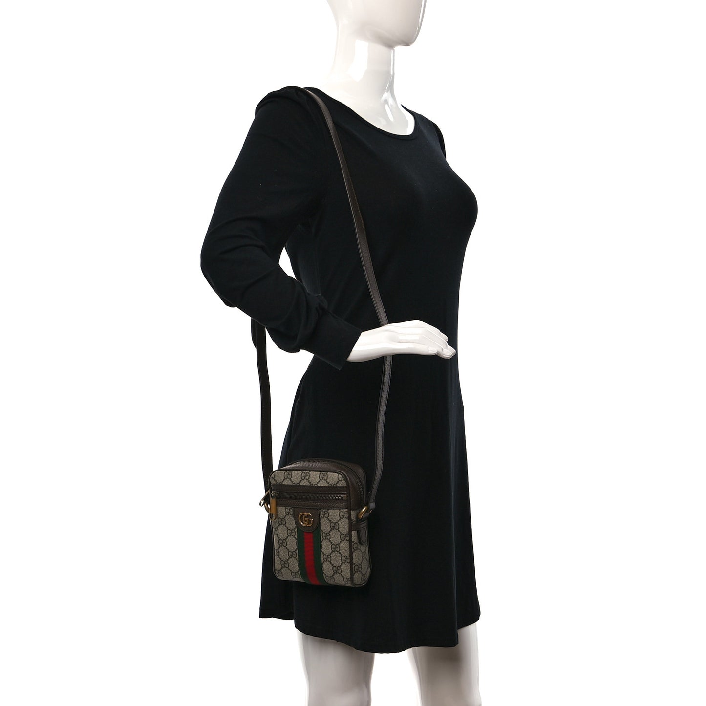 GG Supreme Monogram Web Mini Ophidia Messenger Brown