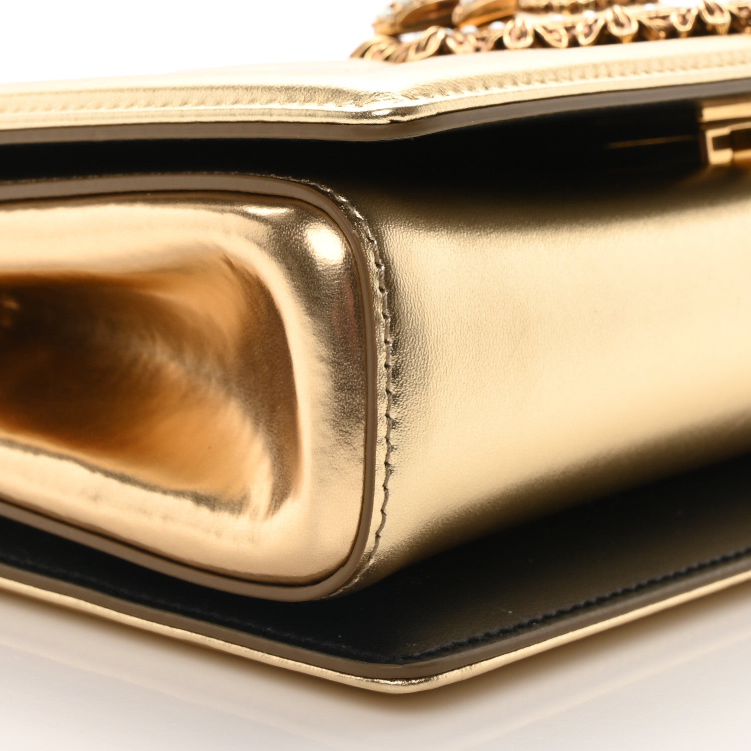 Dolce & Gabbana Metallic Nappa Quilted Medium Devotion Crossbody Bag Gold 8 of 10