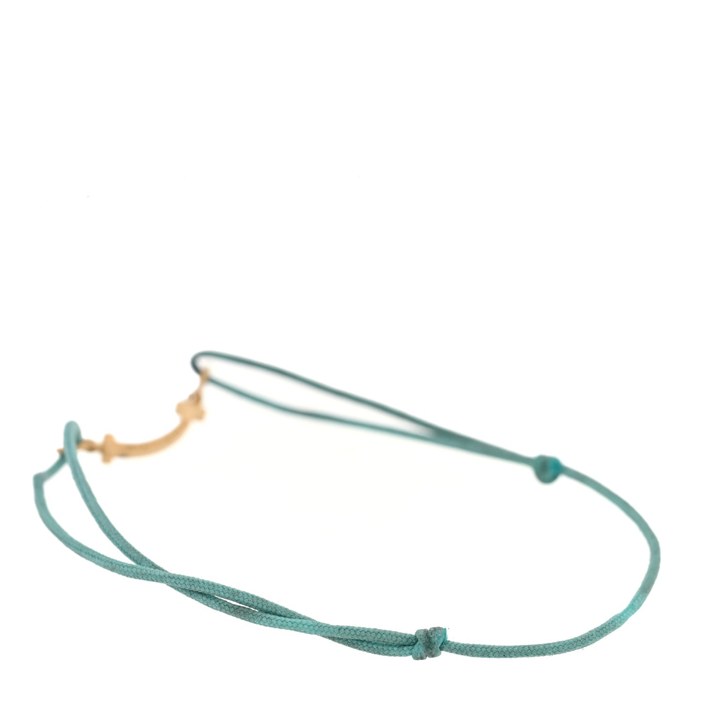 18K Yellow Gold Mini T Smile Cord Bracelet Blue