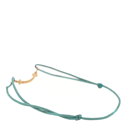 Tiffany 18K Yellow Gold Mini T Smile Cord Bracelet Blue 2 of 4