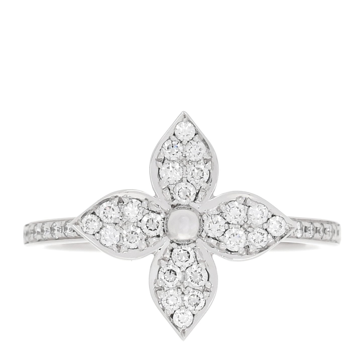 18K White Gold Diamond Star Blossom Ring 53 6.5