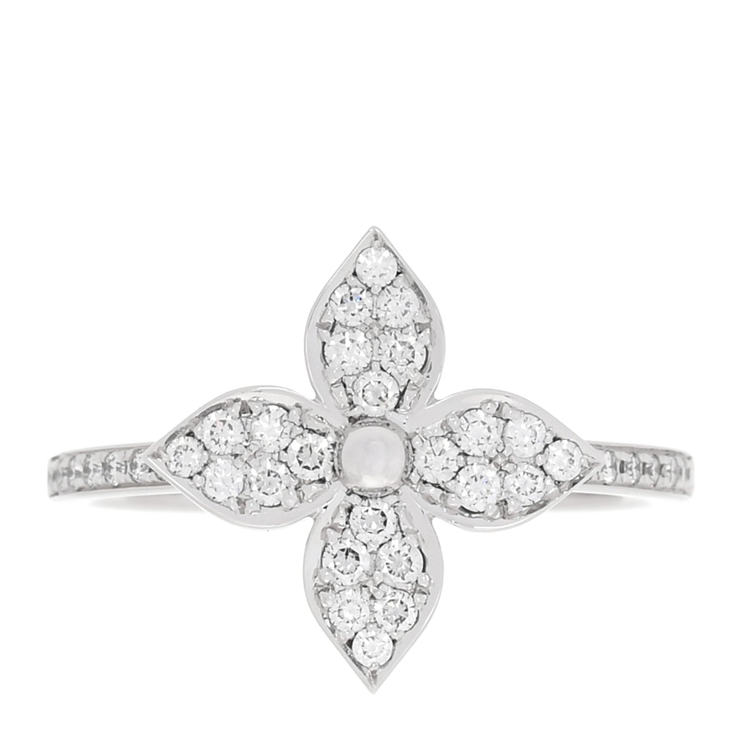 Louis Vuitton 18K White Gold Diamond Star Blossom Ring 53 6.5 1 of 6