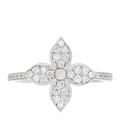 Louis Vuitton 18K White Gold Diamond Star Blossom Ring 53 6.5 1 of 6