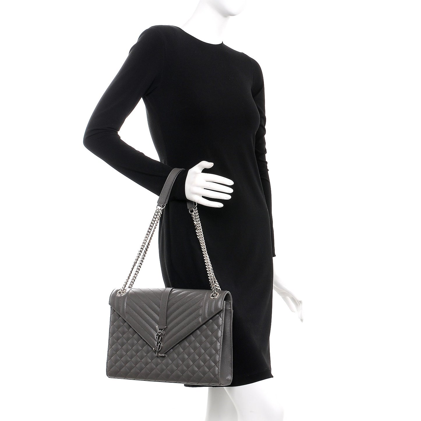 Grain De Poudre Textured Mixed Matelasse Large Triquilt Monogram Satchel Earth