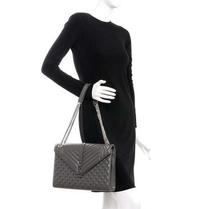 Saint Laurent Grain De Poudre Textured Mixed Matelasse Large Triquilt Monogram Satchel Earth 3 of 8