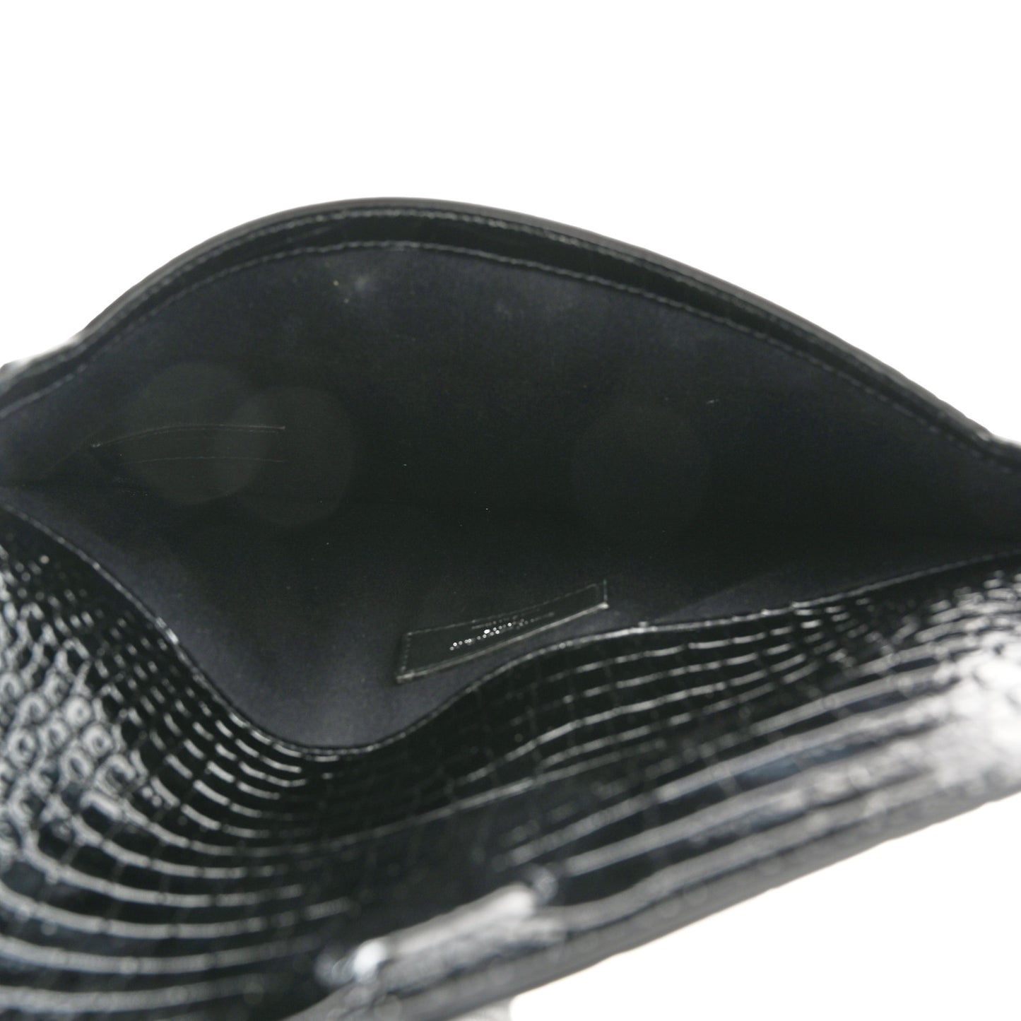 Calfskin Crocodile Embossed Uptown Monogram Clutch Black