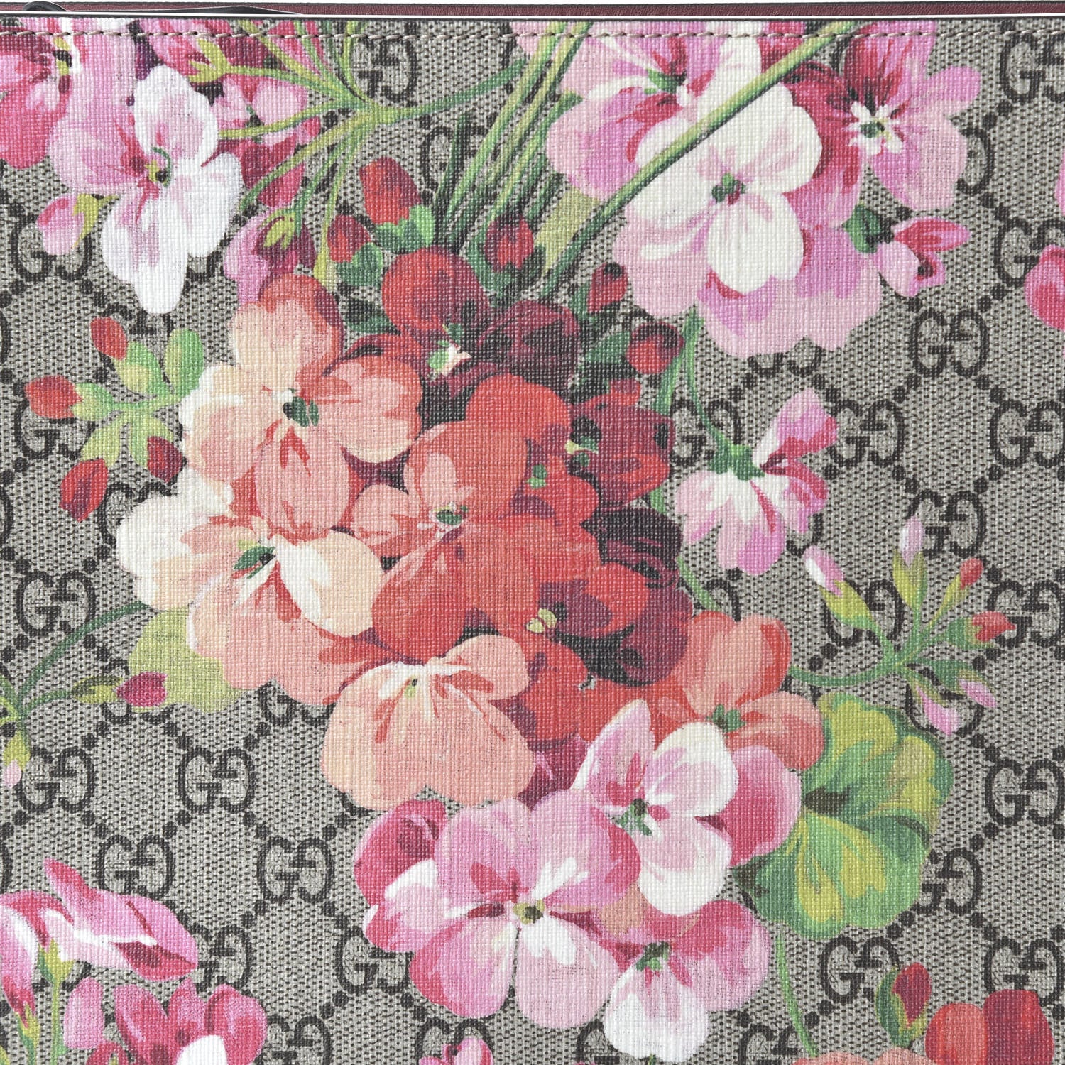 Gucci GG Supreme Monogram Blooms Large Cosmetic Case Beige Multicolor Dry Rose 10 of 11