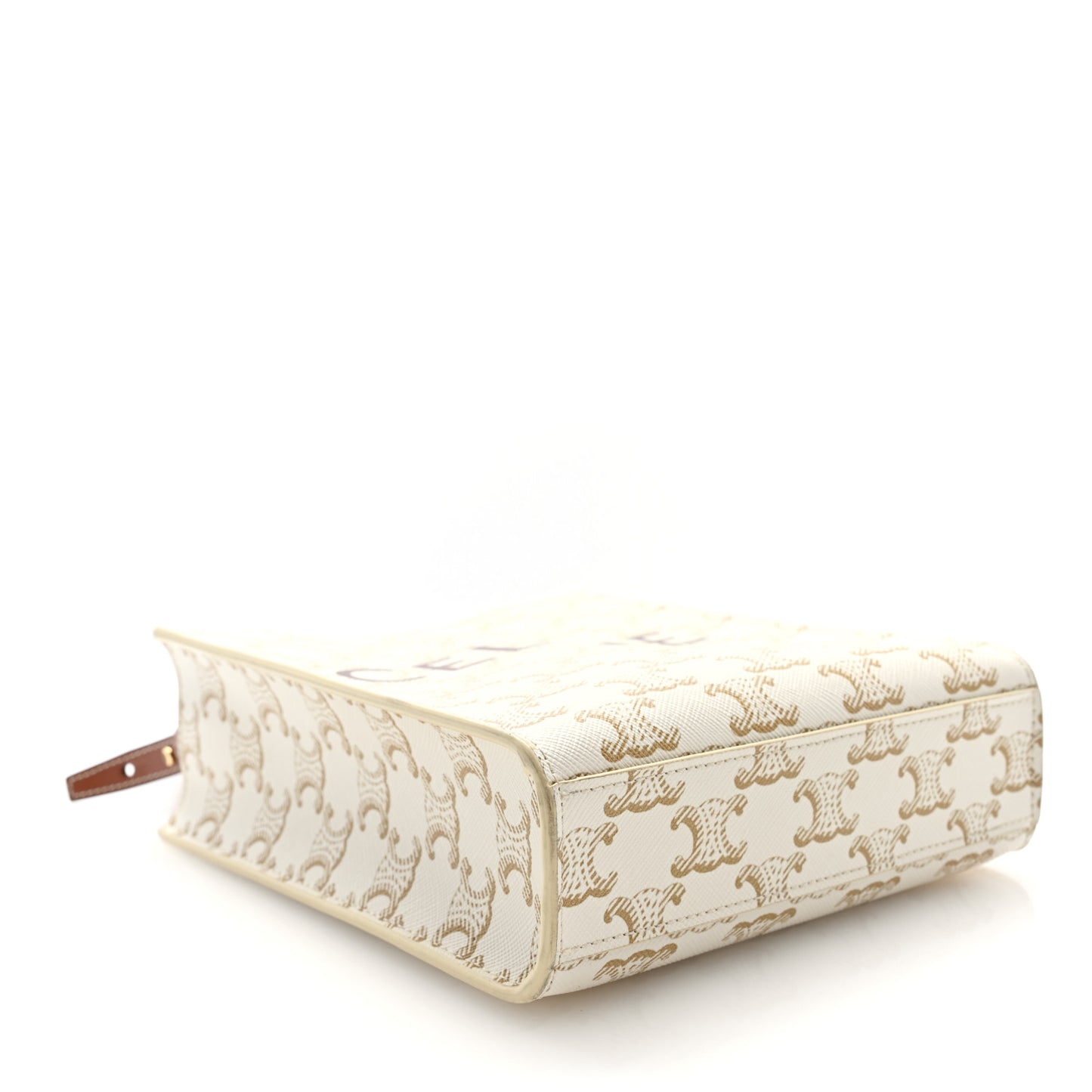Triomphe Canvas Calfskin Mini Vertical Cabas White