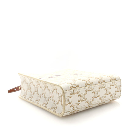 Celine Triomphe Canvas Calfskin Mini Vertical Cabas White 4 of 10