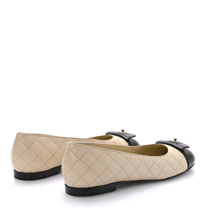 Chanel Lambskin Quilted CC Ballerina Flats 39 Beige 4 of 8