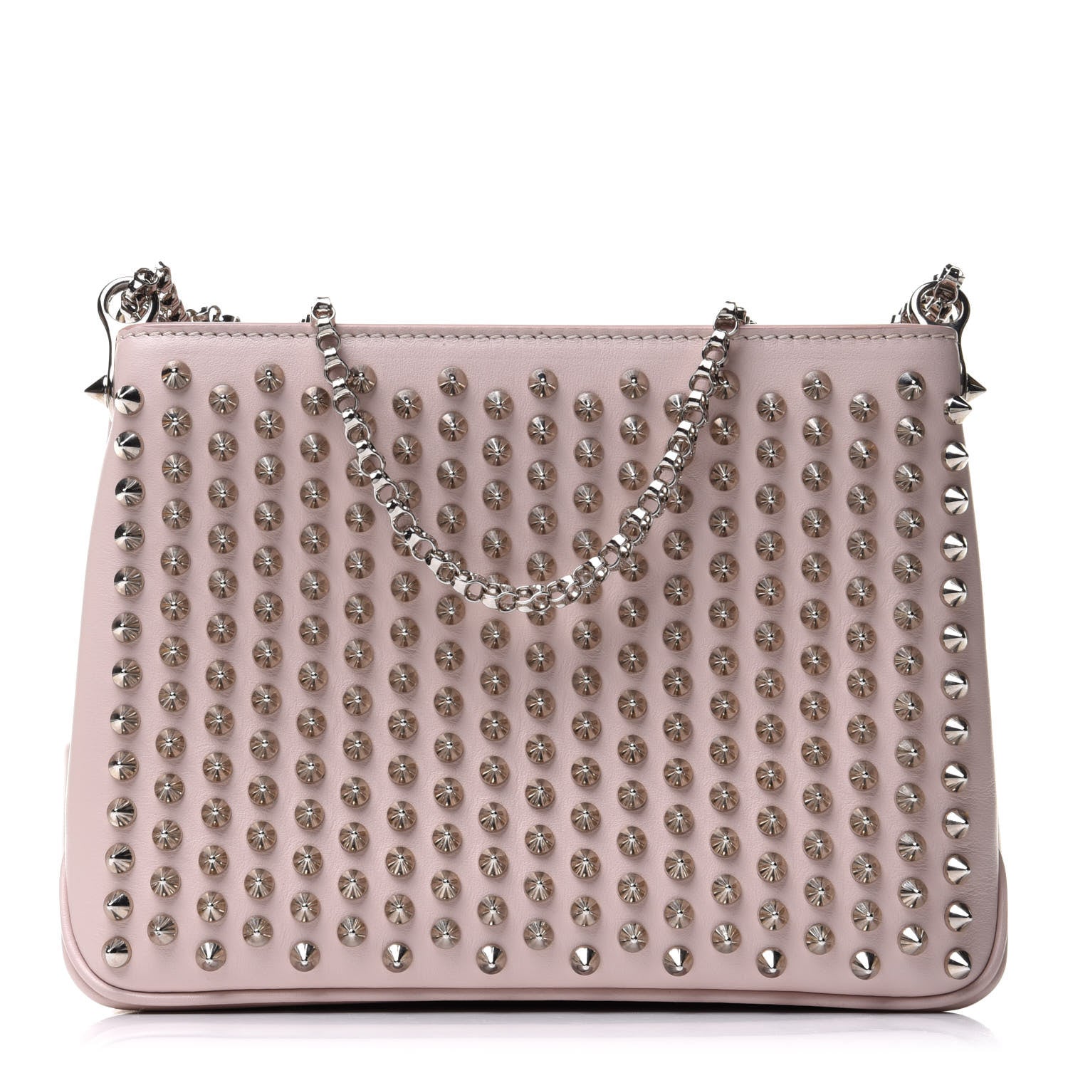 Christian Louboutin Calfskin Small Triloubi Paris Spikes Chain Bag Ballerina Silver 1 of 12