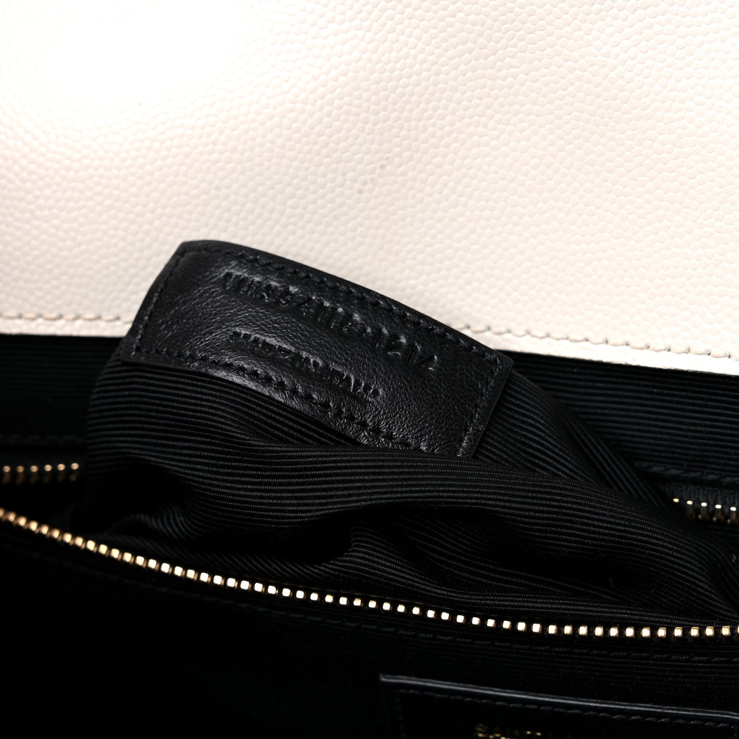Grain De Poudre Matelasse Chevron Large Monogram Satchel Dove White