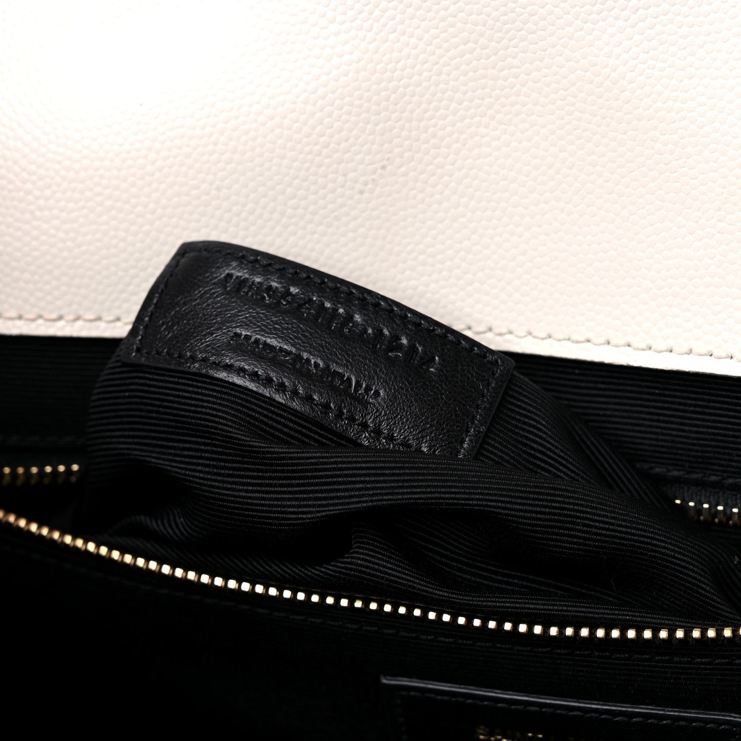 Saint Laurent Grain De Poudre Matelasse Chevron Large Monogram Satchel Dove White 5 of 15