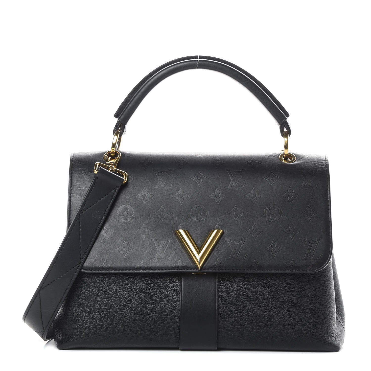 Louis Vuitton Calfskin Monogram Very One Handle Black 1 of 18