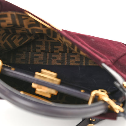 Fendi Denim Vitello Zucca Medium Peekaboo Iconic Satchel Vinaccia Blue Navy 6 of 12