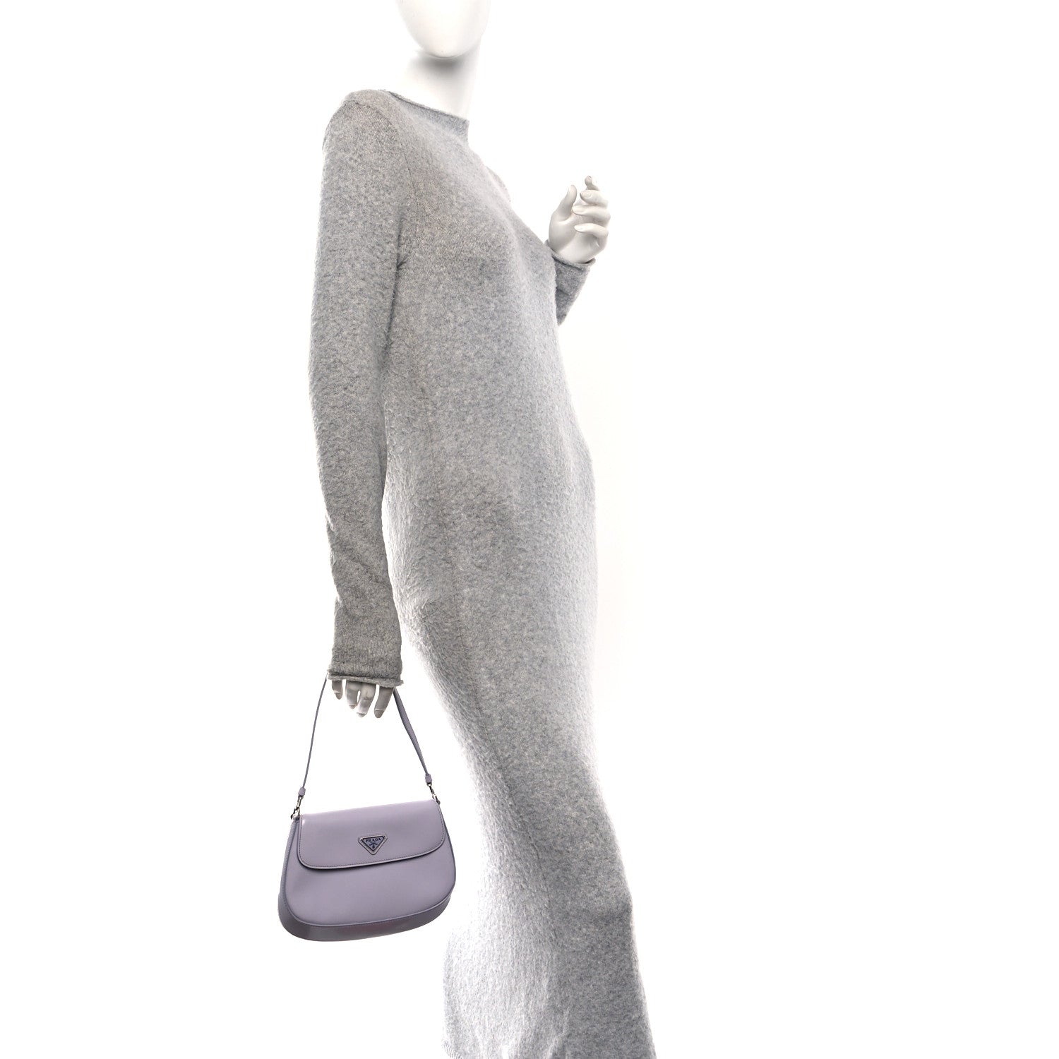 Prada Spazzolato Cleo Flap Shoulder Bag Fiordaliso 2 of 9