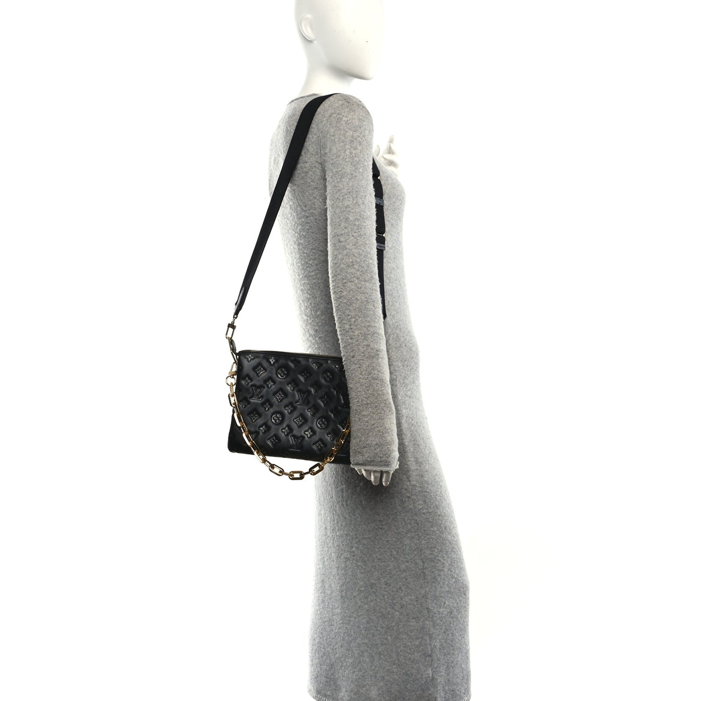 Lambskin Embossed Monogram Coussin PM Black