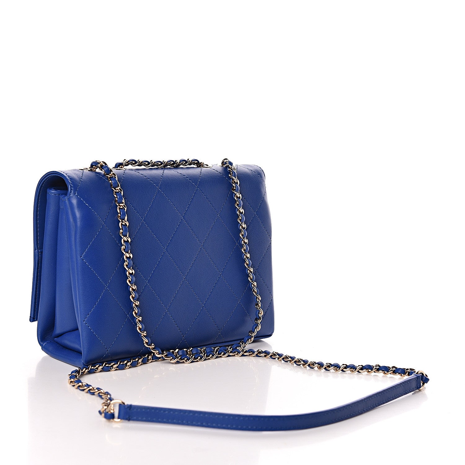 Chanel Calfskin Stitched Flap Dark Blue 3 of 10
