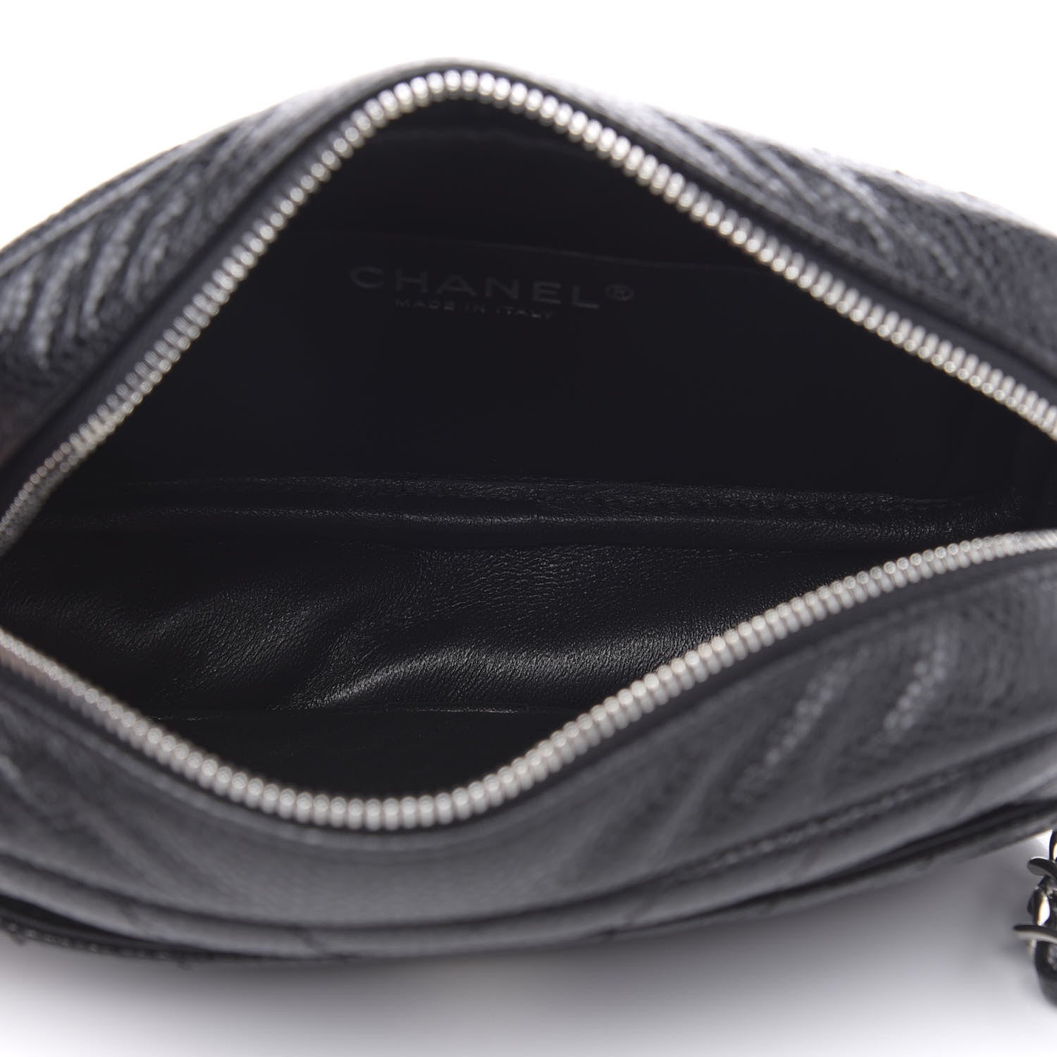 Chanel Caviar Chevron Quilted Camera Case Black 5 of 10