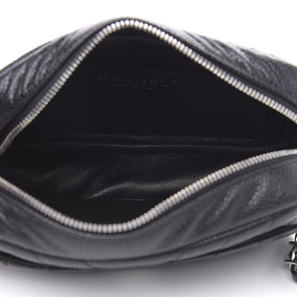 Chanel Caviar Chevron Quilted Camera Case Black 5 of 10