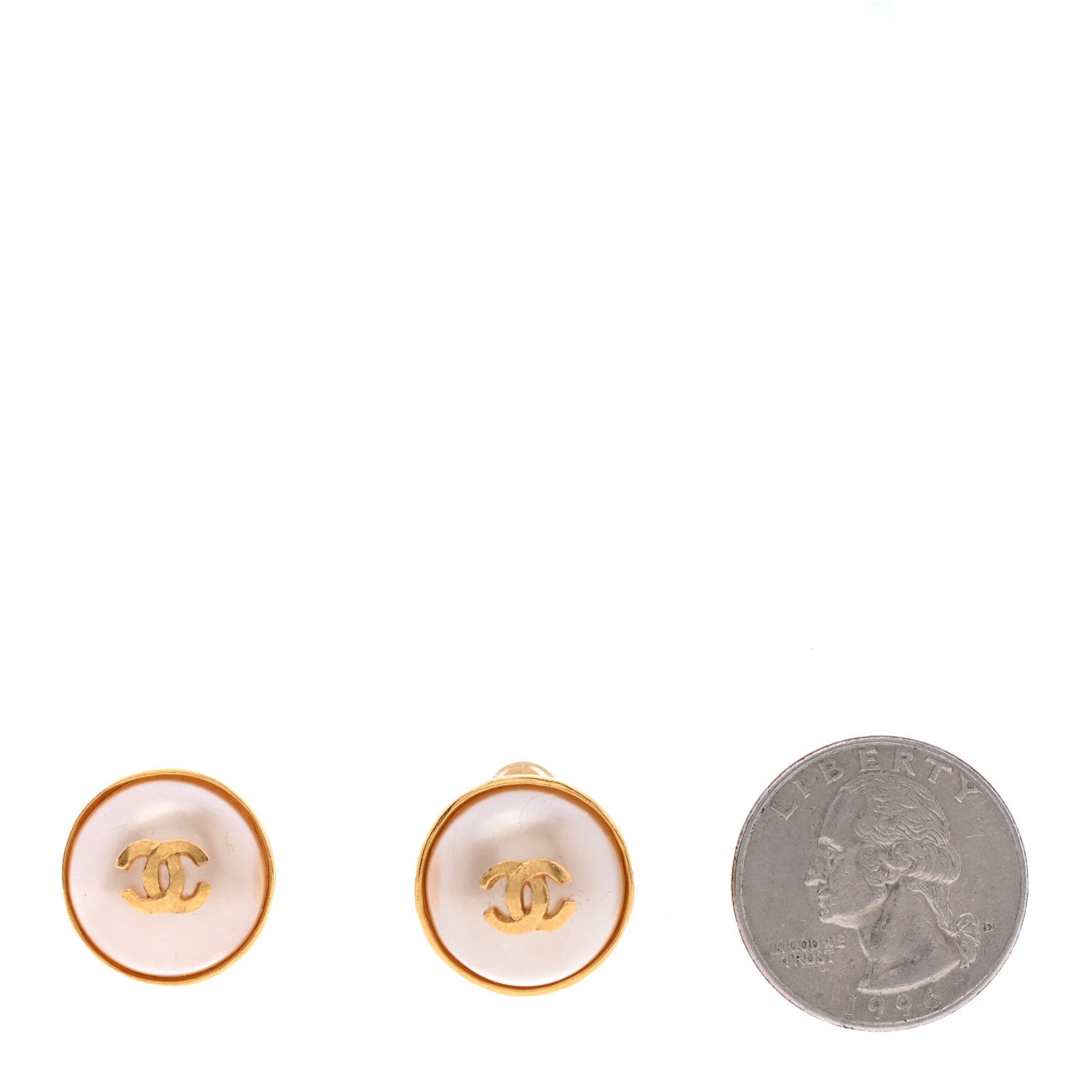 Chanel Pearl CC Clip On Earrings Gold 2 of 5