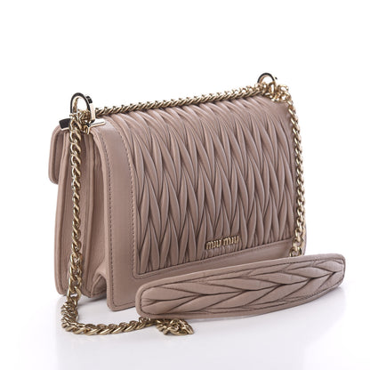 Miu Miu Lambskin Confidential Matelasse Chain Shoulder Bag Cipria 2 of 15