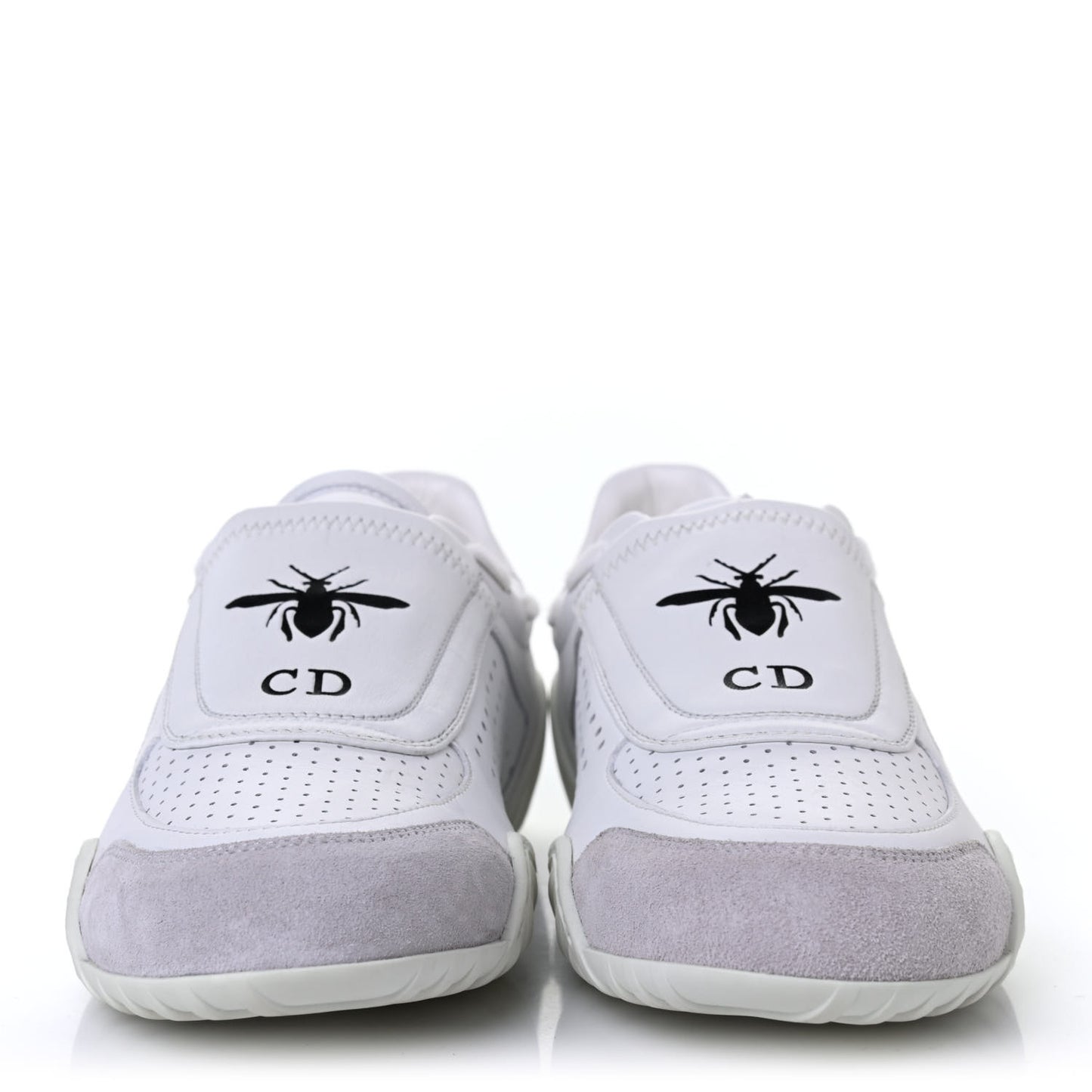 Smooth Calfskin Suede D-Fence Sneakers 37 White