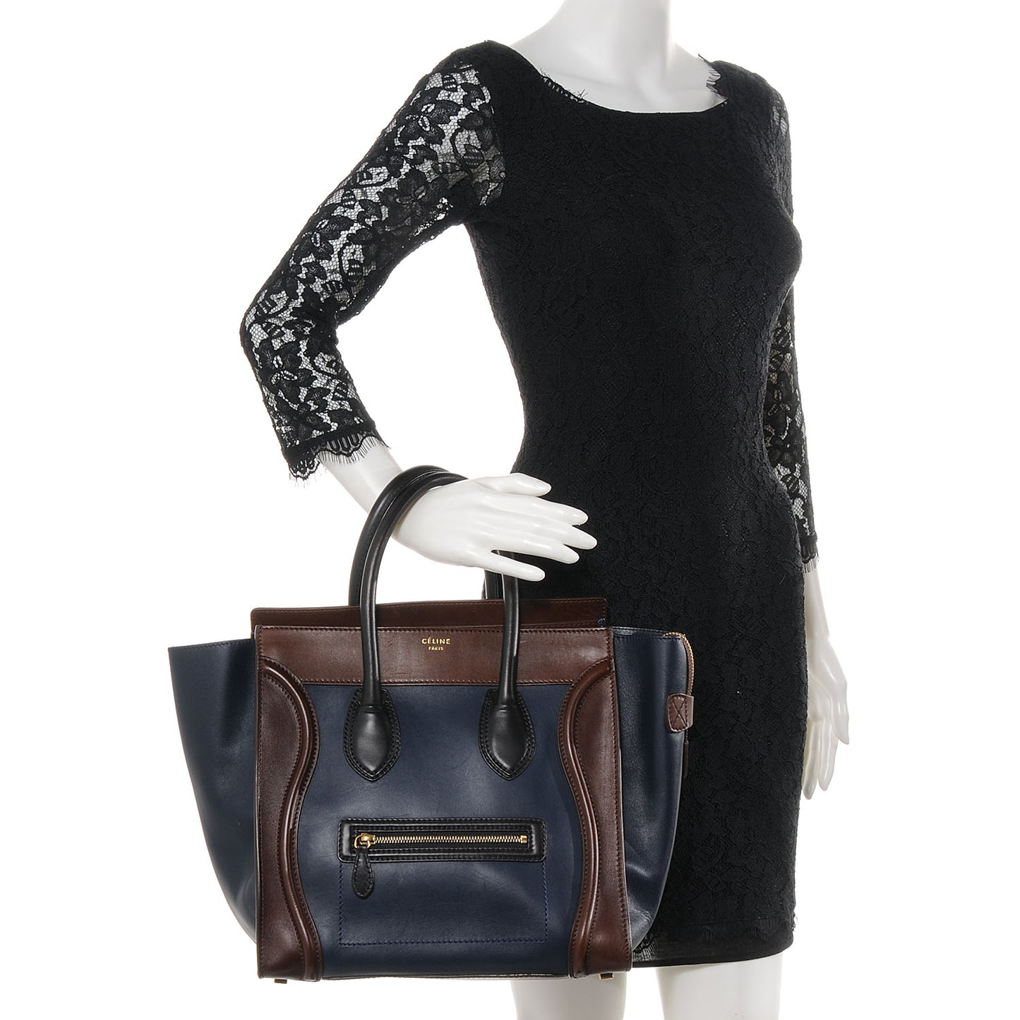 Smooth Calfskin Mini Tri-Color Luggage Navy