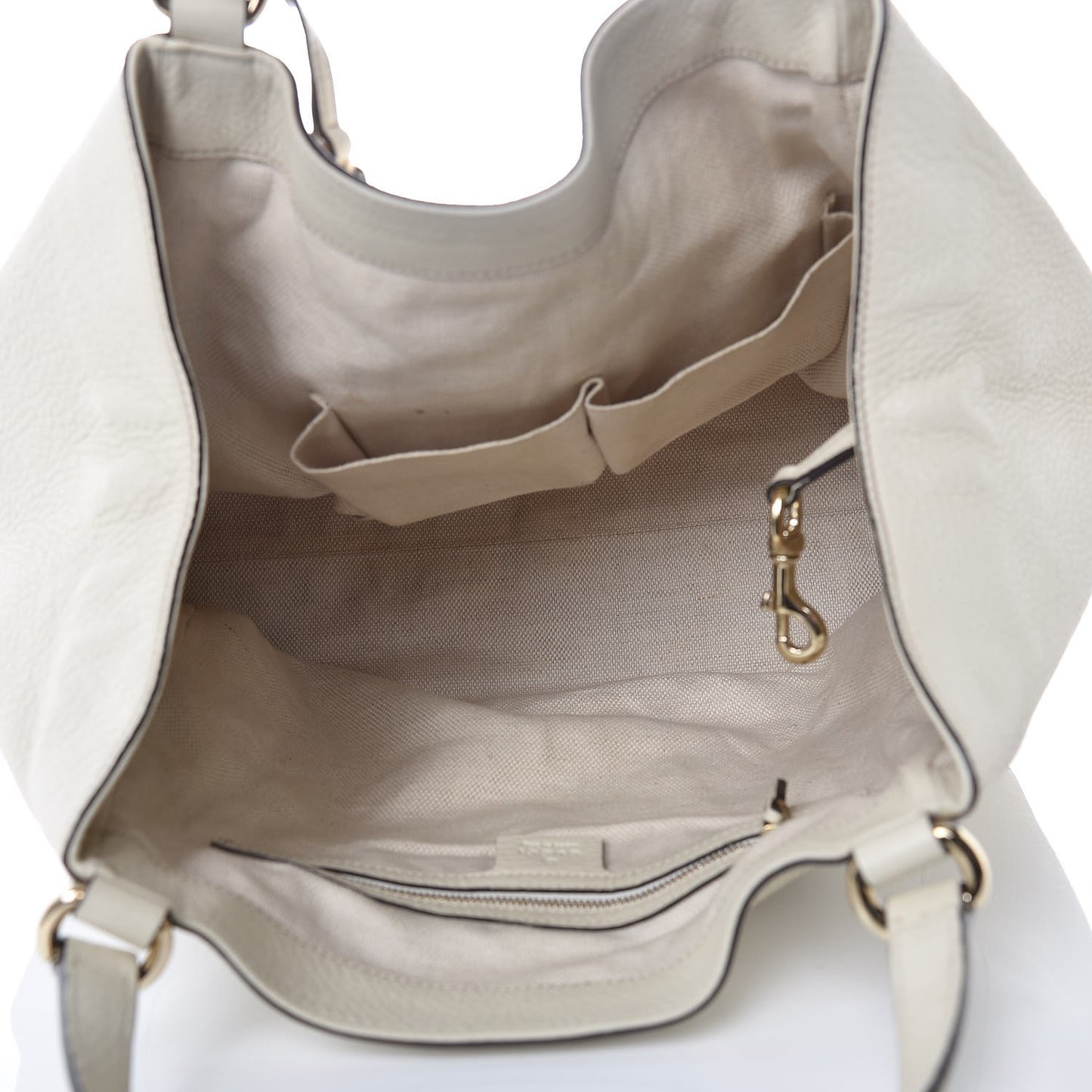 Pebbled Calfskin Medium Soho Shoulder Bag Off White